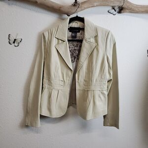 Brandon Thomas cream leather blazer